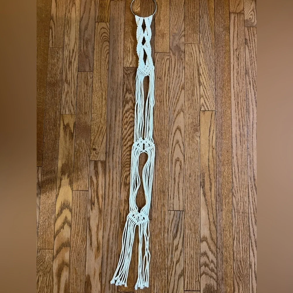 Boho Macrame 2 Hats Hanger, Cotton Woven Tassel Wall Mount For Hats 43” Long